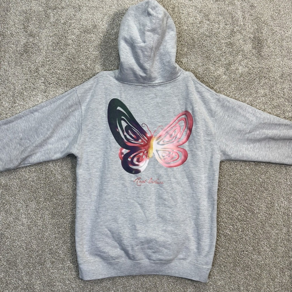Rod Wave Mens Hoodie Sweatshirt Medium Grey Beautiful Mind Butterfly Graphic - Picture 2 of 11